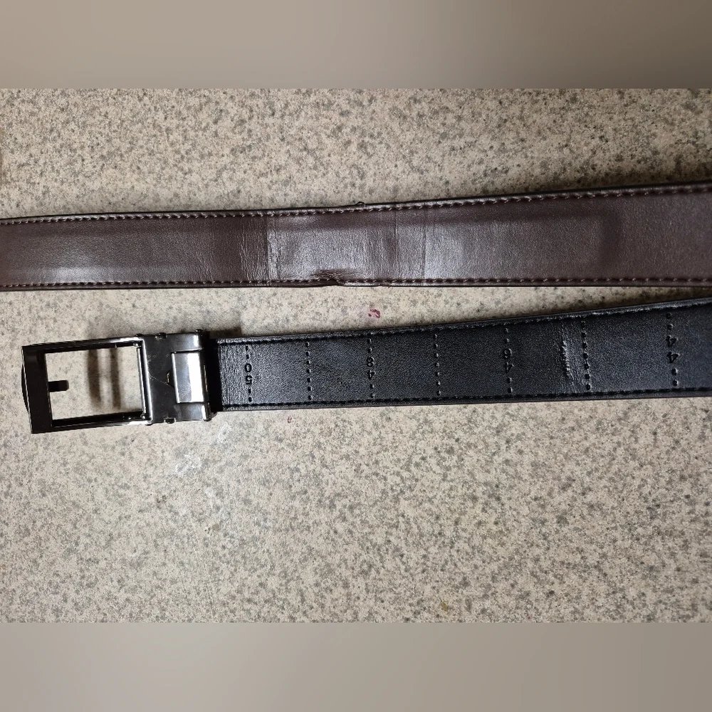 Reversible Black and Brown Leather Belt